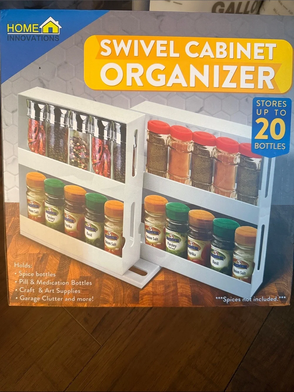 White Swivel Cabinet Organizer - 20-Bottle Spice Rack